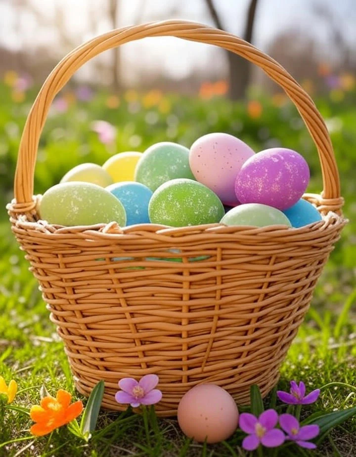 Easter eggs in a basket